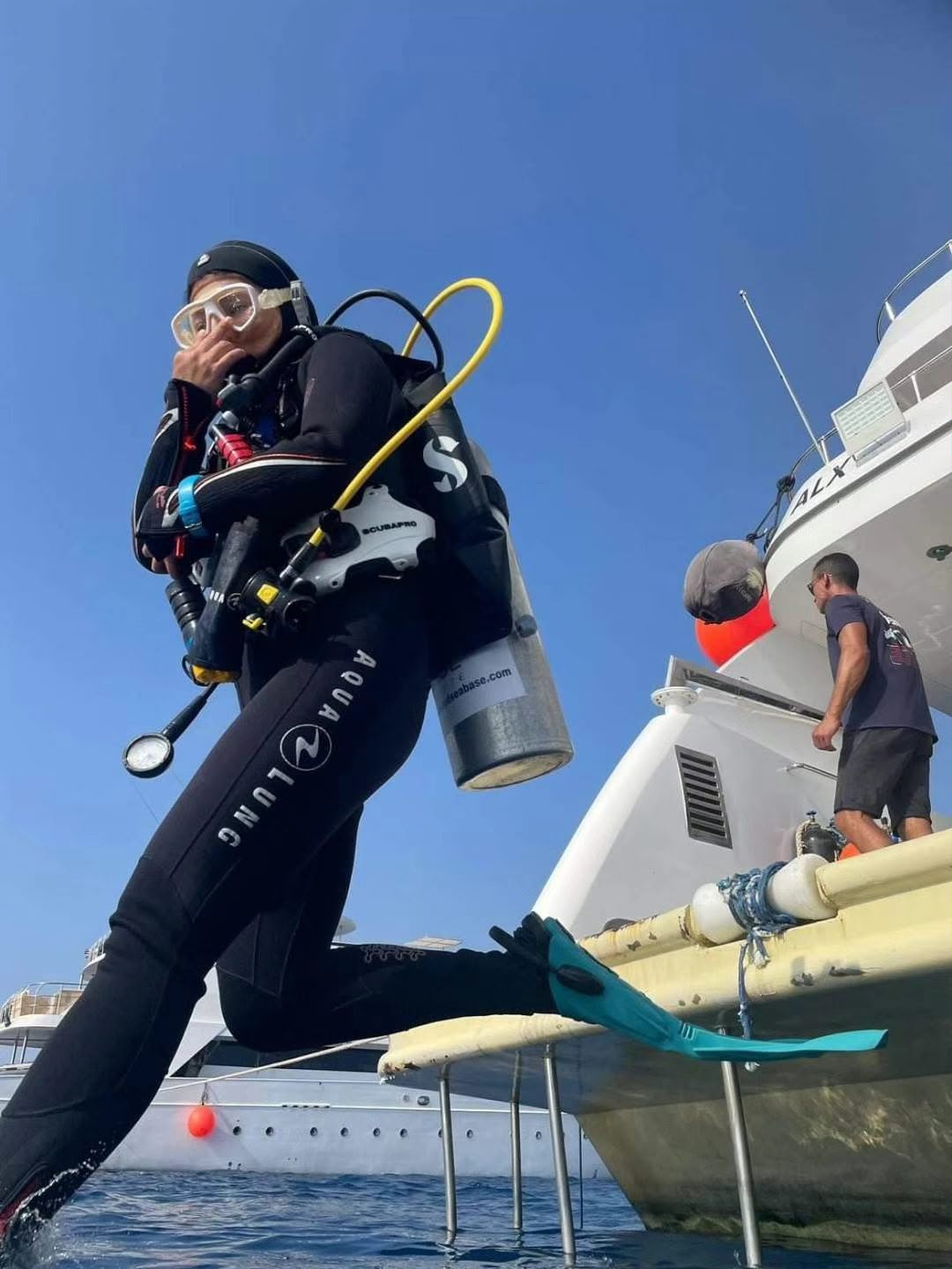 Mise à l'eau en plongée